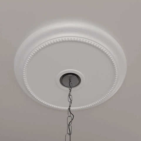 Ceiling Medallion For Canopies Up To 4 3 Eighth Inch, Outside Diameter 24 1 Eighth Inch, Inside Diameter 4 3 Eighth Inch shown installed