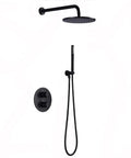 UMJIGF Black Thermostatic Shower System with Cold and Hot Water Wall Mounted Brass Shower Faucet with round shower head