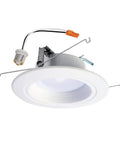 RL Series 5/6 Inch Recessed LED Retrofit Downlight With White Baffle Trim For Ceiling And Shower, Selectable CCT 2700K To 5000K, 600 Lumens