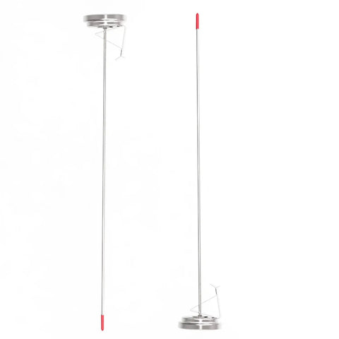 16 Inch Long Stem Deep Fry Thermometer With Pot Clip Two Pack Instant Read 2 Inch Dial Meat Thermometer For Deep Fry Turkey Grill Candy Coffee And More Your Go To BBQ And Grill Ready Multi Purpose Kitchen Tool, showing side and front view