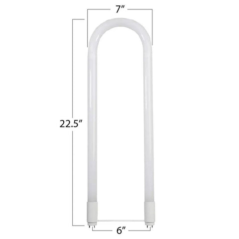 U-Bend LED Tube Light 15W T8 Replaces 32W Fluorescent U-Bend dimensions 22.5x7x6 inches, G13 base