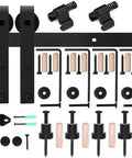 Four To Thirteen Feet Ceiling Mounted Barn Door Sliding Hardware Kit With Anti Rust Rails and Carbon Steel Rollers components