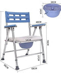 Slick Portable Commode Chair With Smooth Rolling Wheels Extra Wide Comfy Seat Detachable Waste Bucket And Foot Pedal No Sweat Setup, with dimensions.