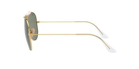 Side view of Shooter Aviator Sunglasses, Metal Frame With Gold Blush And G-15 Green Lenses, 62mm, Prescription Ready, Case Included
