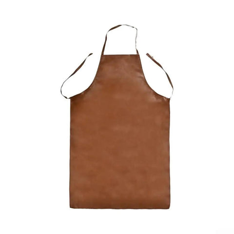 Tough As Nails Heavy Duty Polyurethane Welding Apron Premium Heat Insulation Full Body Spark And Chemical Resistant Workwear For Industrial And Garage Projects in brown color.