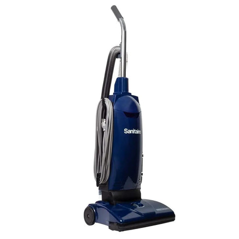 Professional Bagged Upright Vacuum Kicks Serious Dust With Smooth Glide Action Commercial rated design in blue color.