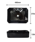 USZWBY Vessel Sinks Bathroom Vessel Sink with Faucet Hole Ceramic Wash Basin Hotel Apartment Creative Art Above Counter Bathroom Bowl Sink, black ceramic sink dimensions 490mm x 370mm x 130mm.