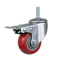 Rock Solid Heavy Duty M12 X 60 Swivel Caster Wheels With Brake And Silent Pu Rollers For Furniture Trolleys and Scaffolding, showing a close-up of the wheel and bracket.