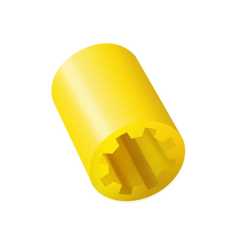 PR-77 yellow plastic vacuum pump coupler sleeve with internal splined end, compatible with PR-6