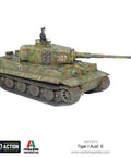 Tiger I Ausf E 1 To 56 Scale German Army Plastic Tank Kit for Bolt Action tabletop battles 28mm with commander figure displayed