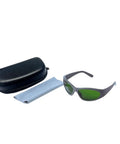 Broad Band Infrared Laser Safety Glasses Selected By Telecom Pros For 800 To 1700NM Projects with case and cleaning cloth.