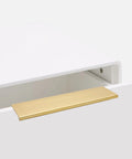 Champagne Gold Finger Edge Pulls Set Of 10 For Drawers And Cabinets 5 Inch Hole Center Handles installed on white drawer