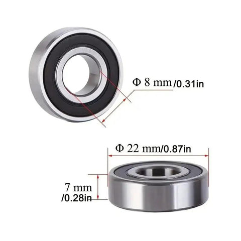 608-2RS Deep Groove Ball Bearing 24 Pack ABEC 5 C3 Precision Industrial Grade dimensions 8x22x7mm