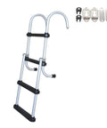 4 Step Aluminum Boat Ladder With Removable Folding Design, Beefy Heavy Duty Marine Stepladder, Durable Aluminum Build Handles Up To 500 Lbs, Easy Storage For Boats, Yachts, Pontoon, Ships, And Fresh Or Salt Water Use, with mounting hardware