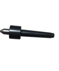 Side view of MT1 small-body live revolving center lathe tool with pointed tip and black shank