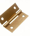 Pro Grade 240 Pack Square Butt Hinges 50mm 2 Inch Brass Plated Steel Door Hardware Built Tough Metal Cupboard Gate Shed Project Top Tier Quality Slick Finish Easy Install Setup showcasing a close-up of a brass plated square hinge.