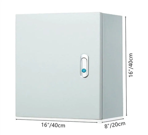 Beefy Cold Rolled Steel Electrical Enclosure Box 16 By 16 By 8 Inches Indoor Outdoor Weatherproof With Mounting Plate IP66 Rust Proof And Anti Corrosion Heavy Duty Housing Built For Tough Outdoor Use front view