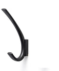 Knockout Vintage Black Zinc Alloy Wall Mount Hooks Slick Scratch Resistant Towel Ring And Coat Hanger For Bath Or Entryway side view of durable black hook mounted on a wall.