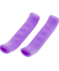 Purple silicone bicycle brake grip cover anti slip waterproof shield for mountain bikes and scooters, two pieces displayed