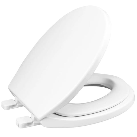 Round Toilet Seat With Slow Close And Quick Release Easy Clean Plastic In White Standard Round Size For Family Bathrooms Kid Friendly
