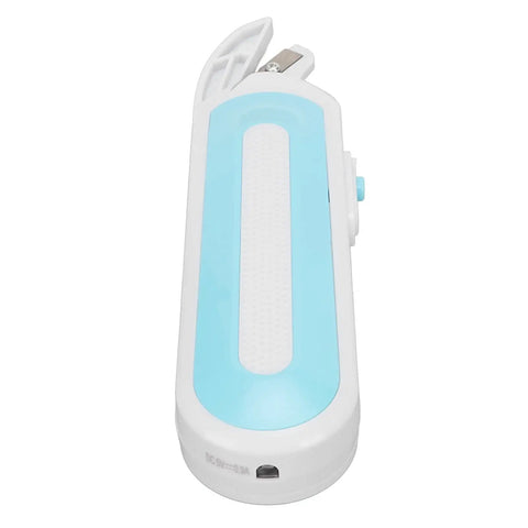 Cordless Electric Scissors For Fabric And Craft Cutting With Ergonomic Grip And Battery Powered Shears Built For Heavy Duty Sewing Tasks And Easy Cardboard Snipping With No Sweat Cuts, blue handle view.