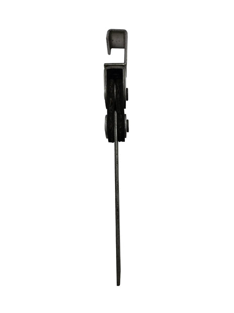 Side view of Two Pack Swivel Style Exhaust Hangers Heavy Duty Open End Hangers with rubber straps and five hole mount