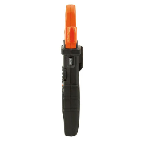 Side view of Digital Clamp Meter With Autorange TRMS For Electricians, Measures AC Current, AC And DC Voltage, Resistance.