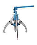Heavy Duty Hydraulic Bearing Puller And Gear Extractor With 50 Ton Capacity showing adjustable arms and blue handle for easy operation.