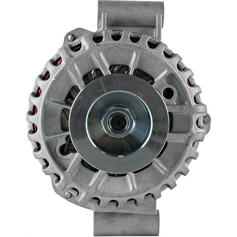 Front view of 12V 180A Clockwise Alternator Replacement For Ford F-250 And F-350 Super Duty 2003-2007 Drop-In With Internal Regulator, Solid Pulley