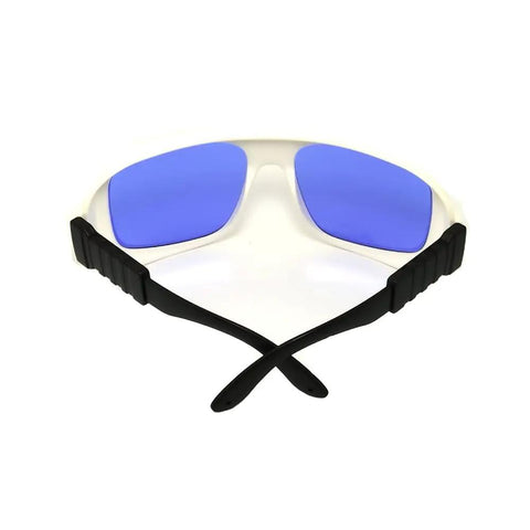 Top Shelf Pulsed Dye Laser Safety Glasses With Hella Solid OD4 Plus Protection For 585 To 595Nm Yellow Laser Workflows featuring blue lenses.