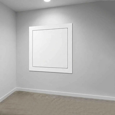 Heavy Duty Galvanized Steel Access Panel For Drywall features snap shut concealed magnetic door in a clean white frame.