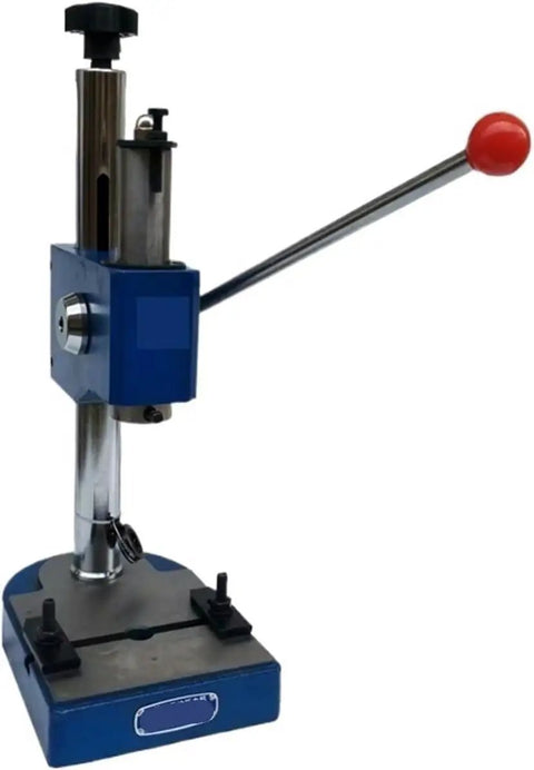 Professional Grade Compact Manual Arbor Press Desk Beast Smooth Operator For Precision Electronics Punching small hardware assembly, showing side view with lever.