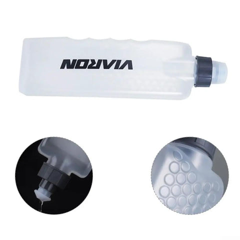 Curved 400ml Water Bottle For Running And Cycling, Squeeze Cup Ergonomic Sports Flask, showing details and cap design