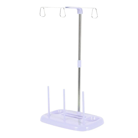 Top Tier 15 Bobbin Thread Stand For Sewing Machines, Rock Solid Embroidery Spool Holder in purple, durable and compact design.