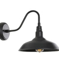 Black Gooseneck Barn Light With 10 Inch Dome Exterior Wall Mount Lamp For Farmhouse Garage Porch Patio Outdoor Sconce