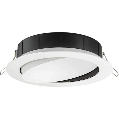 6-Inch Adjustable Gimbal Wafer LED Downlight With Switchable Color Temperature 30K 40K 50K 90 CRI Ultra-Thin Round Trim Matte White