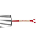 16-Inch 10-Tine Ensilage Fork For Farm And Garden Use Heavy-Duty with red handle and robust tines for hay and silage handling