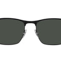 Unisex Square Sunglasses With Polarized Lenses, Matte Black On Black Frame, Dark Grey Tint, 57mm Lens Width, front view