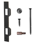 Oil Rubbed Bronze Door Strike Plate With Reinforced Torx Screws And Bit For Exterior And Interior Doors, Double Hole Latch Reinforcement Fits 5.5 To 6 Inch Hole Centers, Heavy Duty Security Upgrade For Deadbolt And Knob.