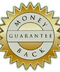 Gold seal with 'MONEY BACK GUARANTEE' text indicating assurance for product satisfaction.