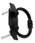 2 Pack Antique Black Ring Knob Pulls With Heavy Duty Mounting Screws For Kitchen Cabinetry Vintage Drawers And Modern Furniture Built Tough. Close up view of black ring knob with mounting screws.