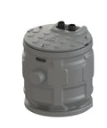 Heavy Duty 24 Inch Sewage Ejector Basin With Grinder Pump System built like a tank in grey, designed for wastewater handling.