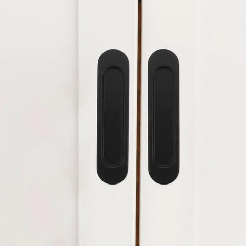 4 Pack Recessed Door Pulls With Strong Adhesive For Sliding Closet Doors And Panel Doors, installed flush on white sliding doors