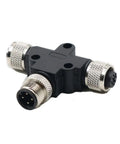 M12 T Type Connector A Code Male To Female Unshielded IP67 Waterproof Field Wired Sensor Plug Adapter, 4 Pin for Aviation Use