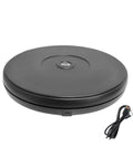 Stunning 25 Cm Motorized Rotating Display Turntable With White Led Lighting, Electric Showcase Platform For Jewelry Toys Collectibles And Products, Smooth Slow Spin Station With Anti Clockwise Direction - black tabletop with power cable.