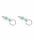 Rock Solid Two Pack Retractable Align Pins With Hassle Free Pull Tab Lock Design Made From Heavy Duty Carbon Steel And Rust Resistant Zinc Plating For Stress Free Machine Shop Setup M8 Short Spec, side view of zinc plated pins.