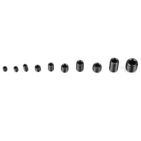 Assorted size screws from 300 Piece Stainless Steel Hex Socket Set Screws Kit M3 To M8 With Storage Box multipurpose rust resistant fasteners