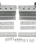 Super Heavy Duty Universal Hidden Hinge Kit for Double Doors with Beefy Bushed Steel Frame, includes all mounting components.