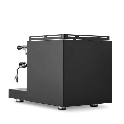 Rock Solid Dual Boiler Espresso Machine Bundle With Precision Grinder And Pid Temp Control To Craft Smooth Barista Drinks Without Any Stress from the back, sleek black design.