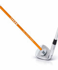 Magnetic Golf Alignment Rods for Instant Swing Feedback attached to iron, visualizing angles in orange, pro-grade face pointer.